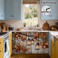 Autumn Thanksgiving Halloween Kitchen Storage Rack Decorative Curtain With Rod — view 15