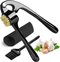 Garlic Press Crusher with Peeler & Cleaning Brush | Zinc Alloy — view 3