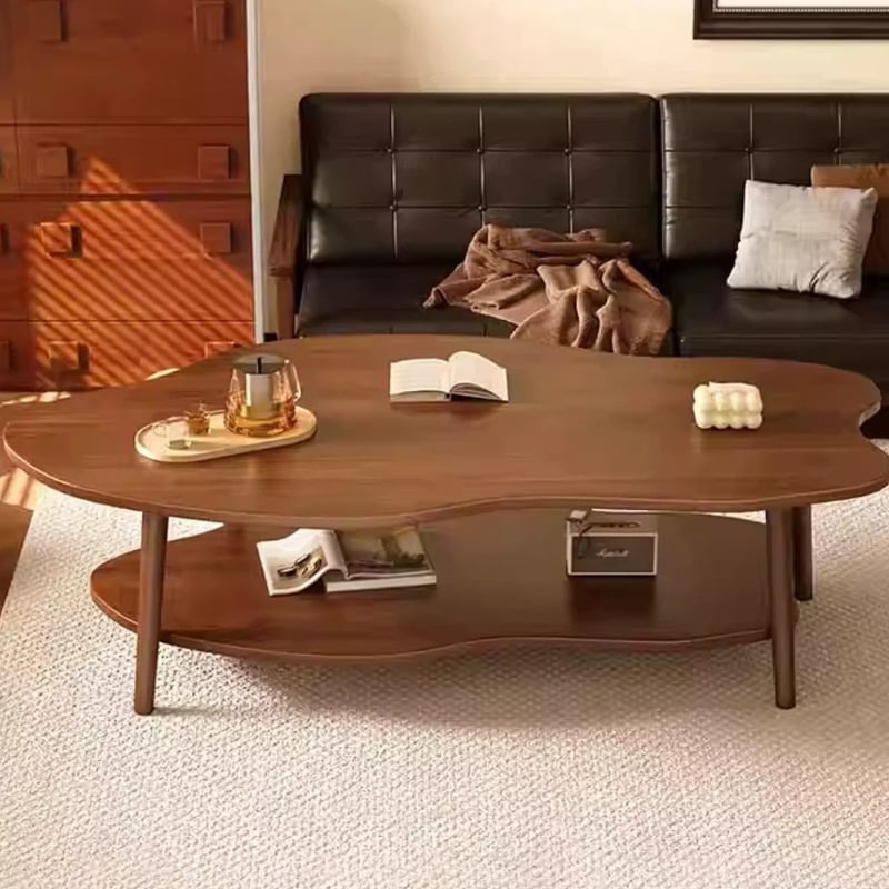 Cloud Coffee Table with Storage Shelf | Modern 2-Layer Design