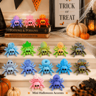 15PCS 3D Printed Mini Spider Figurine Set | Cute Halloween Desk Organizer — view 3