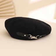 Black Leather Beret Cap | Japanese Style Baseball Hat Canada — view 5