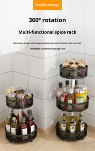 Rotating Spice Rack Carbon Steel Floor-Standing Kitchen Shelf — view 18