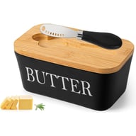 Ceramic Butter Dish with Wooden Lid & Butter Knife | 250g — view 2