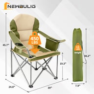 Oversized Camping Folding Chair, Heavy Duty Padded Chair With Cup Holder Storage And Cooler Bag, 5000 LBS Steel Frame, Portable For Outdoor — view 9