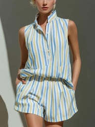 Sleeveless Striped Vest and Shorts Set | Casual Two-Piece Outfit — view 10