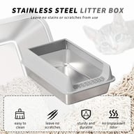 Stainless Steel Cat Litter Box | Non-Stick, Scratch Resistant, Odorless — view 7