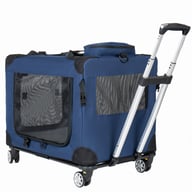2 In 1, 24   Collapsible Travel Dog Crate For Medium Large Dogs, Rolling Pet Carrier With Wheels, 3-Door Portable Folding Pet Kennel With Mesh Windows, Indoor Outdoor Travel Use, Dark Blue — view 8