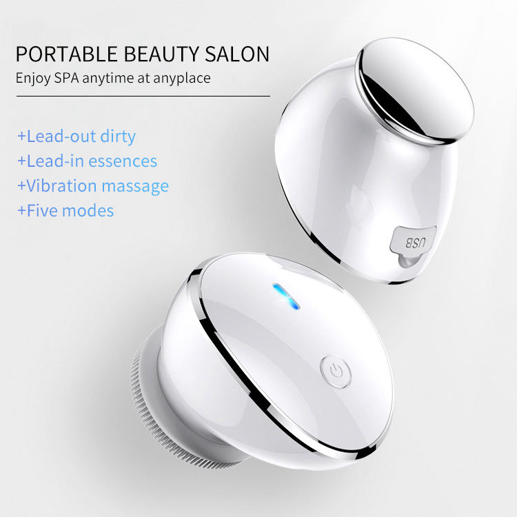 Rechargeable facial cleansing brush with charging base demonstrating durable construction and premium finish