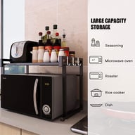 Black Extendable Kitchen Storage Rack with 6 Hooks | Home & Kitchen — view 6