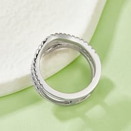Side view platinum-plated S925 sterling silver double band ring
