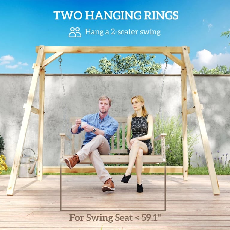 Close-up of weather-resistant wooden swing frame construction detail