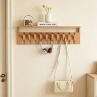 Solid Wood Coat Rack with Piano Keys | Modern Wall Mount Storage — view 1