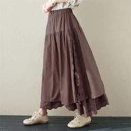 Japanese Linen Lace-Up Skirt | Mori Girl Aesthetic Tiered Design — view 3