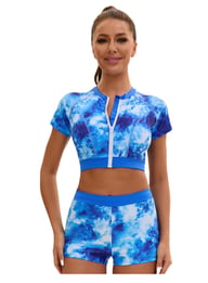 Women's Two-Piece High-Waist Swimsuit | Tie-Dye Crop Top & Shorts — view 11