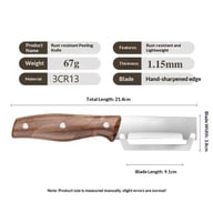 Stainless steel peeler dimensions and BCR material specifications