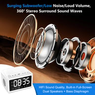 Digital Alarm Clock Radio with Bluetooth Speaker | USB Charging — view 4