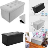 Foldable Storage Ottoman Seat | Button Tufted Bench Toy Box Canada — view 7