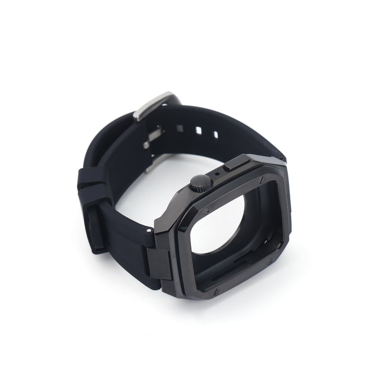 Silver metal integrated Apple Watch case, luxury gift presentation