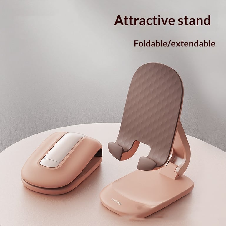Universal phone holder on office desk during video conference call