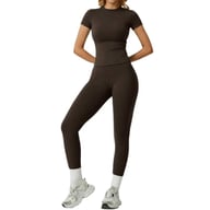 Quick-Drying Yoga Outfit Set | Tight-Fitting Short-Sleeve Top & Long Leggings — view 2