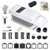 26 In 1 Vegetable Chopper With Container And Lid Manual Hand Veggie Chopper Food Processor For Onion Garlic Multifunctional Kitchen Dicer Chopper With Egg White Separator Hand Guard Black And White — view 6