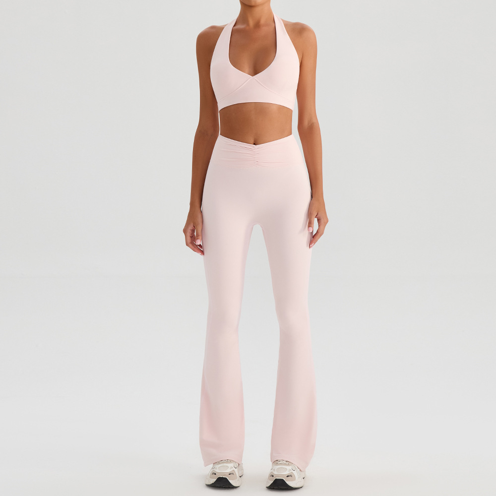 Halter Yoga Sports Bra & Flared Tennis Skirt Set | Canadian Activewear