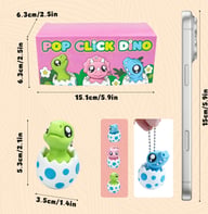 3PCS Dinosaur Egg Clicker Keychain Set | Cute Desk Organizer Fidget Charms — view 2