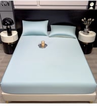 Summer Solid-Color Ice Silk Fitted Sheet | Cooling Bedding Canada — view 15