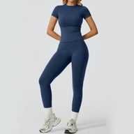 Quick-Drying Yoga Outfit Set | Tight-Fitting Short-Sleeve Top & Long Leggings — view 11