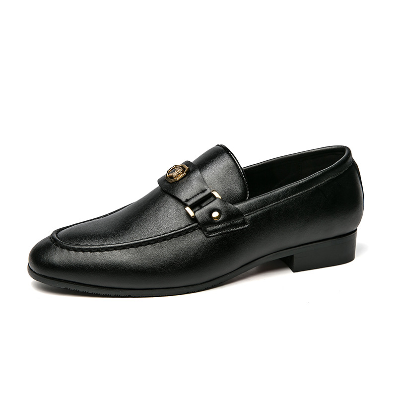 Men's Metal-Buckle Slip-On Loafers | European Style Dress Shoes