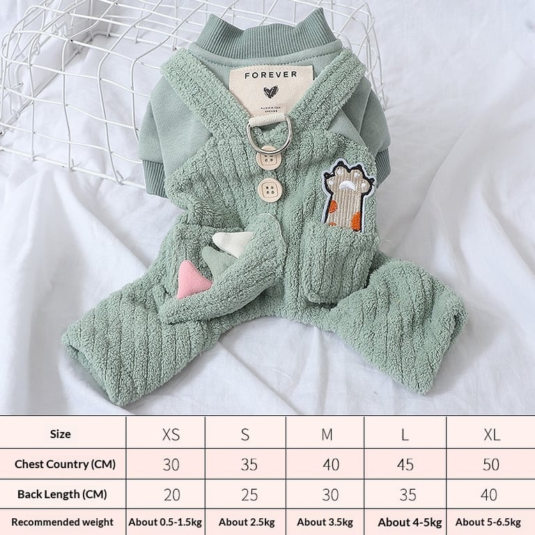 Assorted color dog jumpsuits with overalls showing variety and decorative details