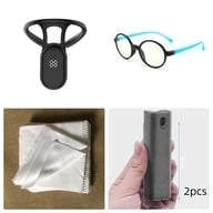 Hand holding posture corrector cleaning spray with dimensions shown
