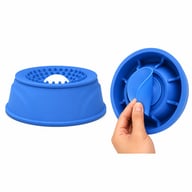 Folded silicone slow-feeder bowl showing compact travel size