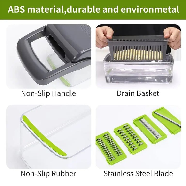 Complete vegetable chopper set with safety features and multiple blade attachments