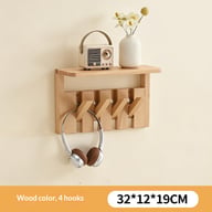 Solid Wood Coat Rack with Piano Keys | Modern Wall Mount Storage — view 2