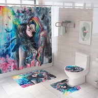 Artistic Shower Curtain 4-Piece Set with Bath Mats | Captain Fam — view 4
