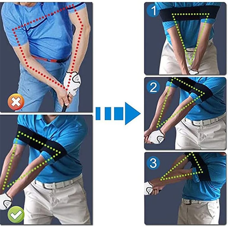 Compact golf swing band with carrying pouch in golf bag