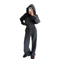 Womens Washed Hoodie Two-piece Set — view 1