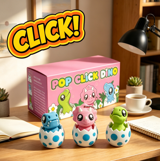 3PCS Dinosaur Egg Clicker Keychain Set | Cute Desk Organizer Fidget Charms