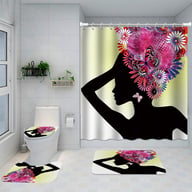 Artistic Shower Curtain 4-Piece Set with Bath Mats | Captain Fam — view 6