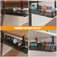 Under Desk Cable Management Tray Cord Holder Storage Office Home Table Tidy Rack — view 6
