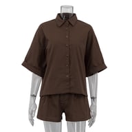 Women's Fashionable Casual Shirt Set | Oversized Linen Blend Home & Kitchen — view 16