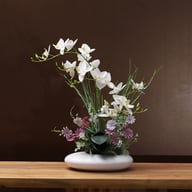 Silicone-Feel Dove Orchid Artificial Flower Arrangement Set - Modern Minimalist Silk Floral Decor for Living Room Home Display — view 2