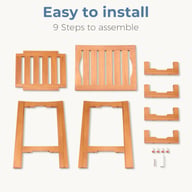 18-Inch Solid Wood Bathroom Stool with Shelf | Shower & Vanity — view 9