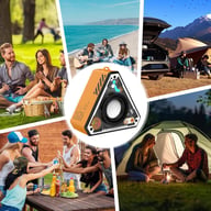 Cross-border V2 Wireless Bluetooth Audio Outdoor Portable Mecha Subwoofer Dual-machine Interconnected Mini Desktop Small Speaker-orange — view 2