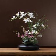 Silicone-Feel Dove Orchid Artificial Flower Arrangement Set - Modern Minimalist Silk Floral Decor for Living Room Home Display — view 7