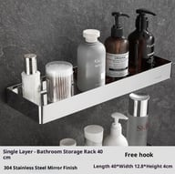 304 Stainless Steel Bathroom Mirror Storage Rack | Modern Shelf — view 9