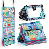 Foldable Funny Mirror Desk Calendar Baby Cloth Book | Sensory Tummy Time — view 8