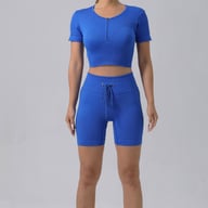 Women's Padded Running Bra & Ribbed Shorts Yoga Set | Quick-Dry — view 7