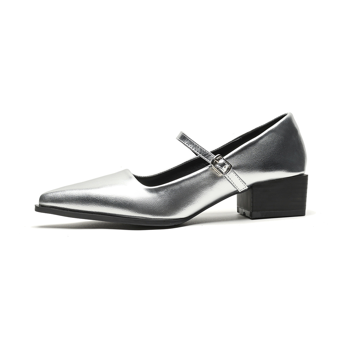 Vintage Chunky-Heeled Mary Jane Shoes for Women | Pointed Toe
